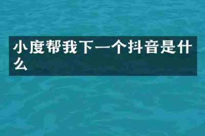 小度帮我下一个抖音是什么