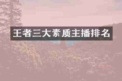 王者三大素质主播排名
