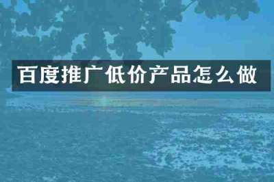 百度推广低价产品怎么做