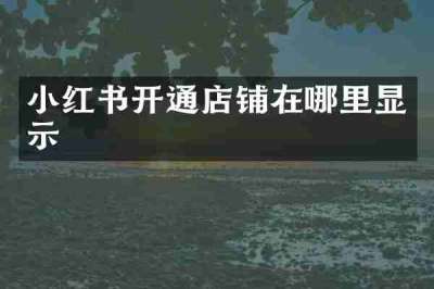 小红书开通店铺在哪里显示
