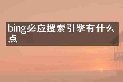 bing必应搜索引擎有什么特点