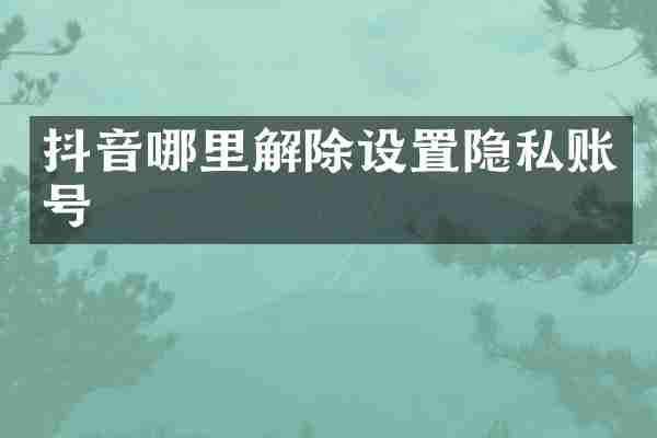 抖音哪里解除设置隐私账号