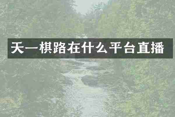 天一棋路在什么平台直播