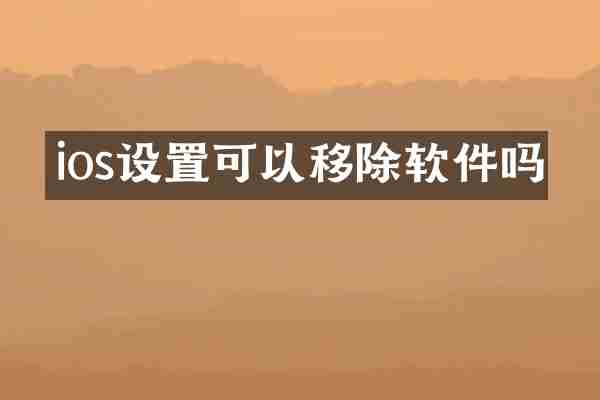 ios设置可以移除软件吗