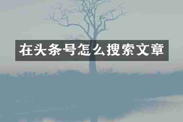在头条号怎么搜索文章
