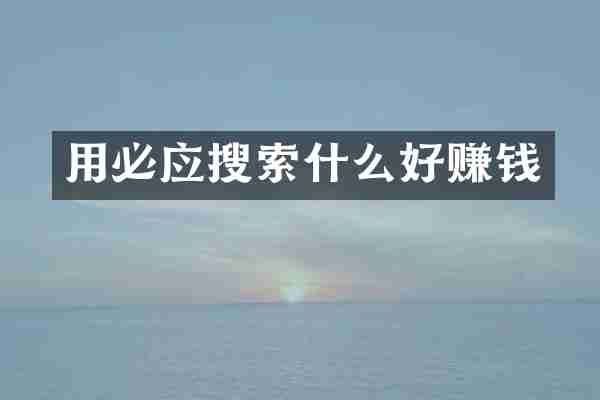用必应搜索什么好赚钱