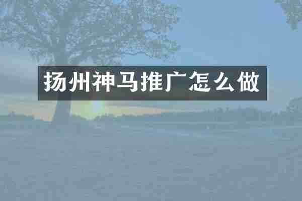 扬州神马推广怎么做