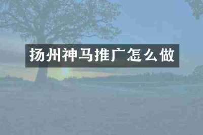 扬州神马推广怎么做