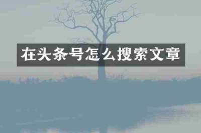 在头条号怎么搜索文章