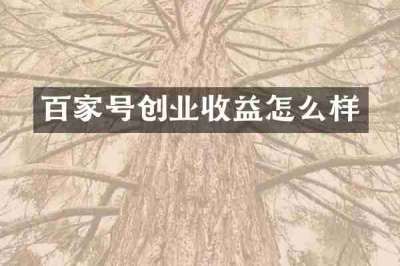 百家号创业收益怎么样
