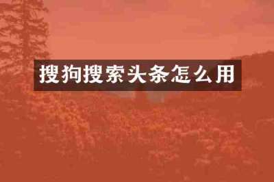 搜狗搜索头条怎么用