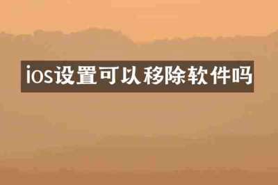 ios设置可以移除软件吗