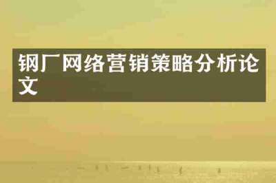 钢厂网络营销策略分析论文