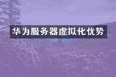 华为服务器虚拟化优势