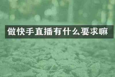 做快手直播有什么要求嘛