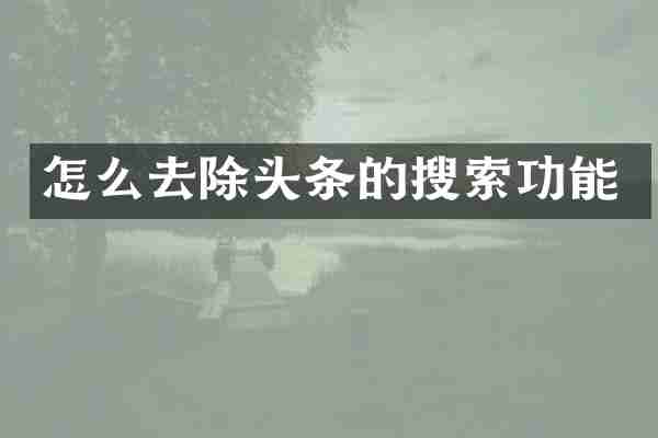 怎么去除头条的搜索功能