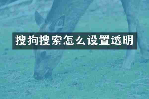 搜狗搜索怎么设置透明