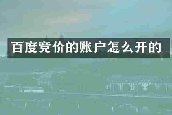 百度竞价的账户怎么开的
