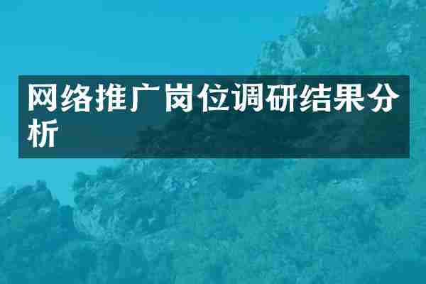 网络推广岗位调研结果分析