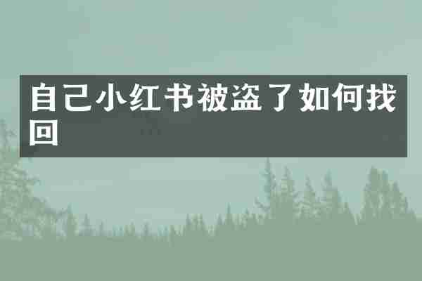 自己小红书被盗了如何找回