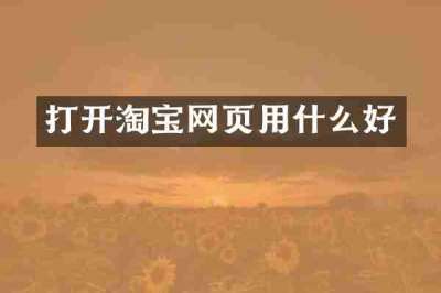 打开淘宝网页用什么好