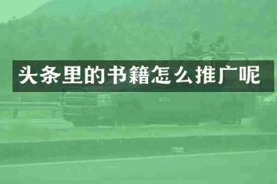 头条里的书籍怎么推广呢