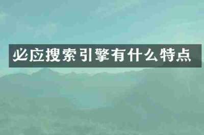 必应搜索引擎有什么特点