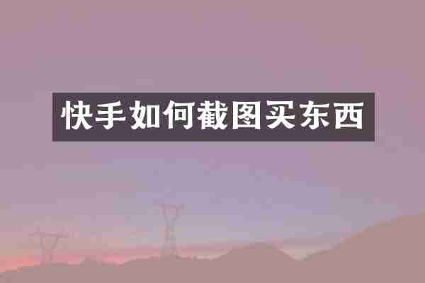 快手如何截图买东西