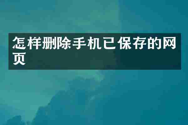 怎样删除手机已保存的网页