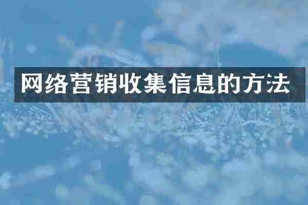 网络营销收集信息的方法