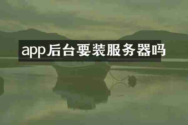 app后台要装服务器吗