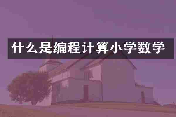 什么是编程计算小学数学