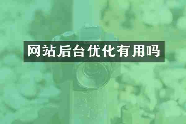 网站后台优化有用吗