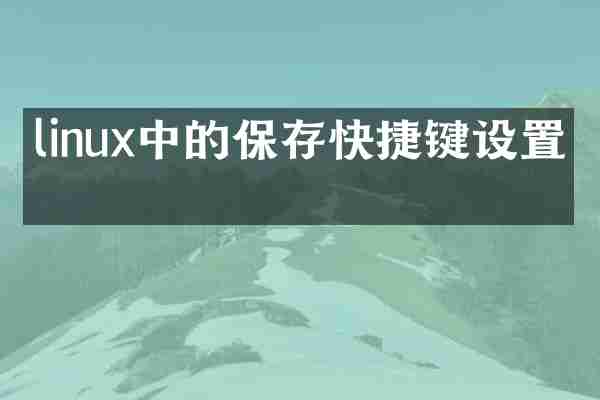 linux中的保存快捷键设置吗