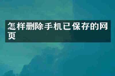 怎样删除手机已保存的网页
