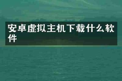安卓虚拟主机下载什么软件