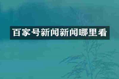 百家号新闻新闻哪里看