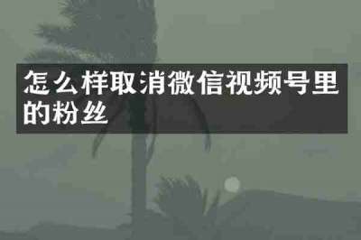 怎么样取消微信视频号里的粉丝