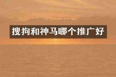 搜狗和神马哪个推广好