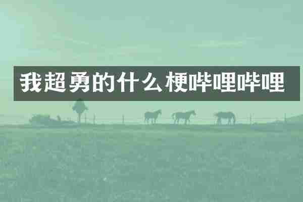 我超勇的什么梗哔哩哔哩