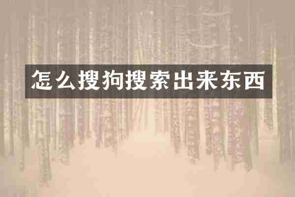 怎么搜狗搜索出来东西
