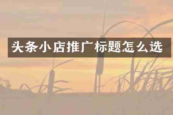 头条小店推广标题怎么选