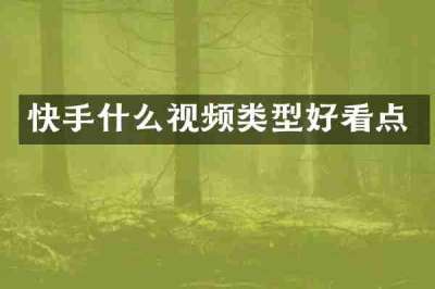 快手什么视频类型好看点