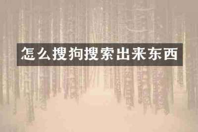 怎么搜狗搜索出来东西