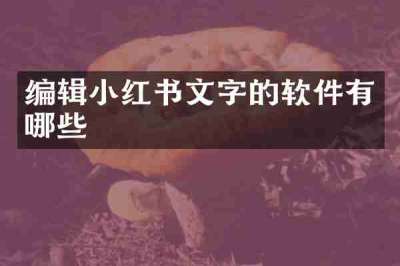 编辑小红书文字的软件有哪些