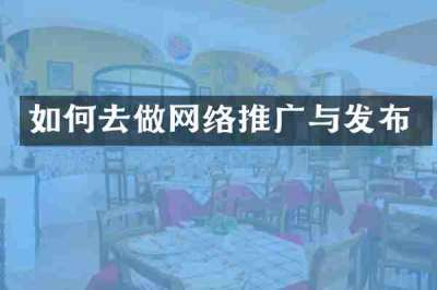 如何去做网络推广与发布