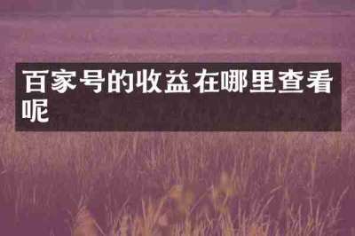 百家号的收益在哪里查看呢