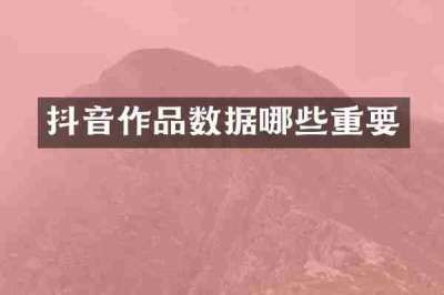 抖音作品数据哪些重要