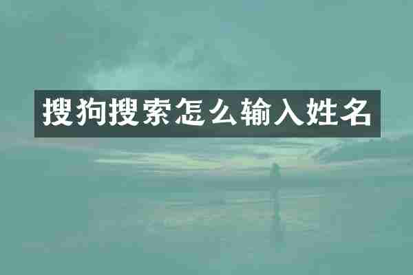 搜狗搜索怎么输入姓名