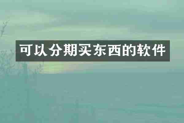 可以分期买东西的软件